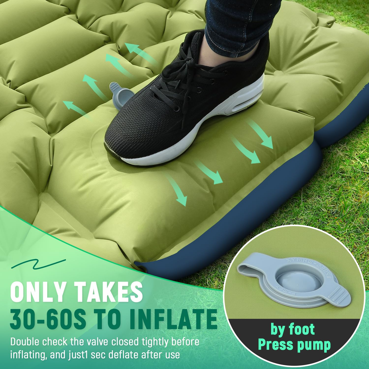 Myxslop sleeping pad's waterproof surface withstands damp campsites.