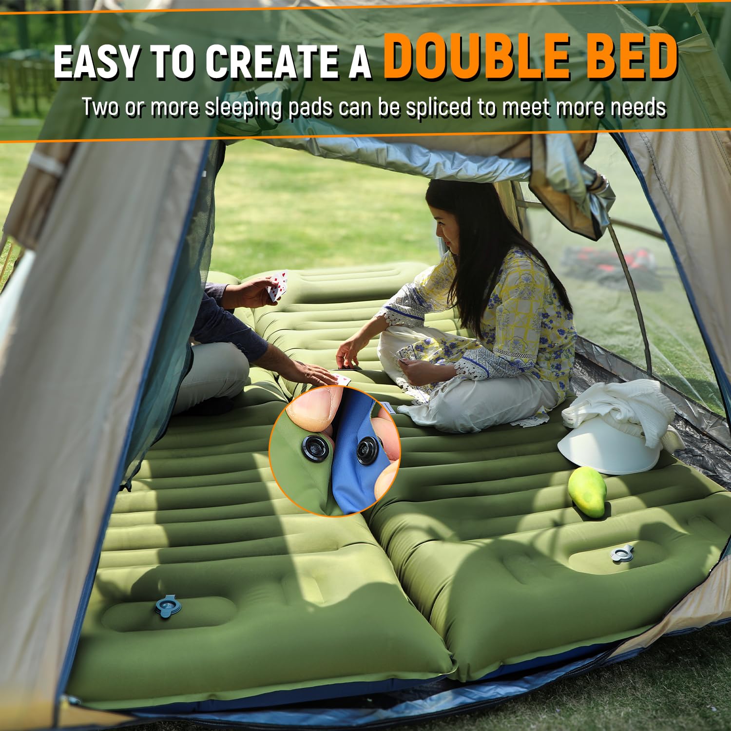 Myxslop two pads connected side by side to form a double bed