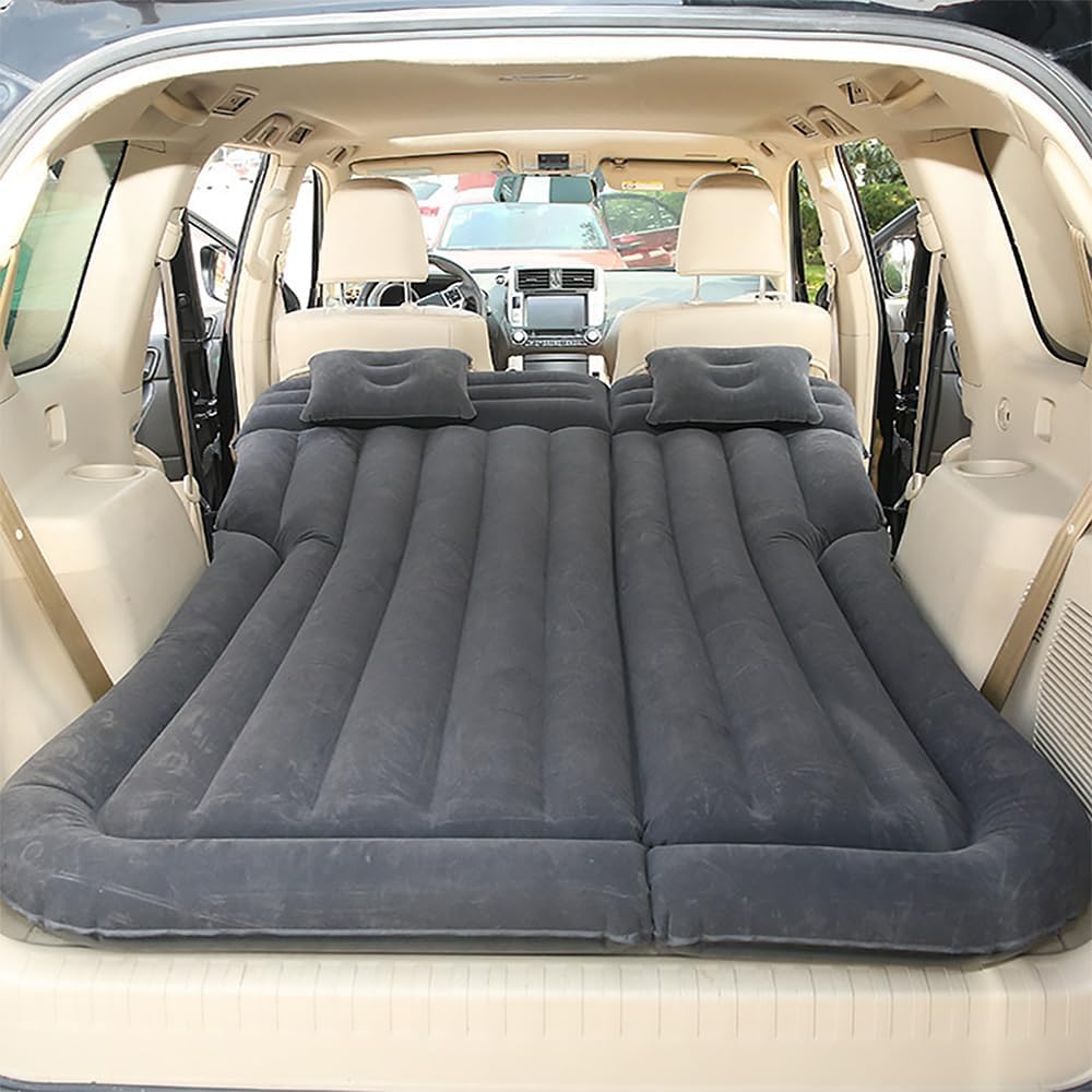 Mzylw car inflatable mattress installed in Ford Expedition Max trunk for comfortable travel naps.