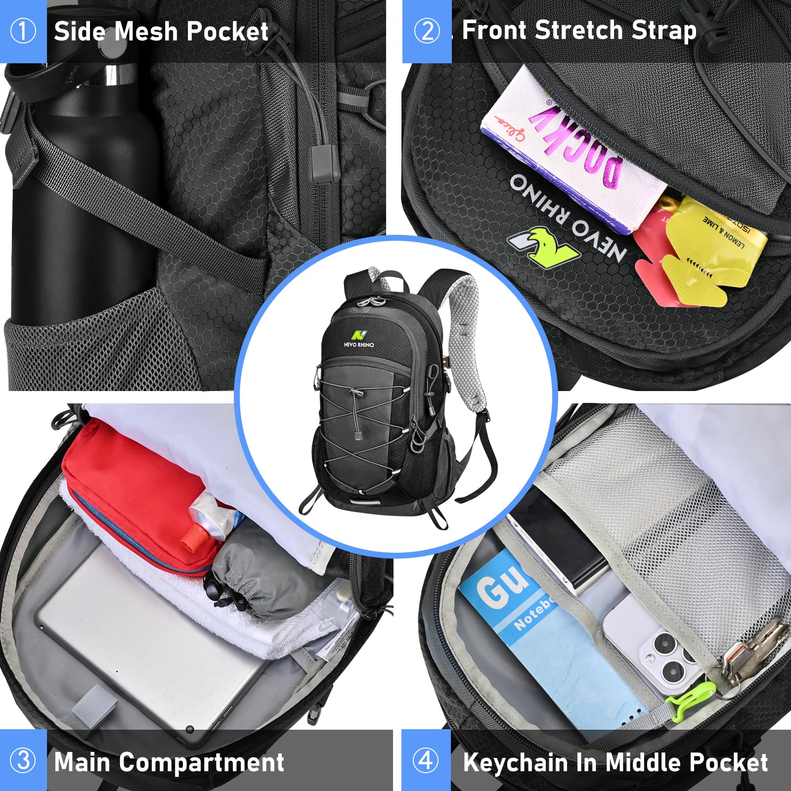 N NEVO RHINO hiking backpack 20L water bag system hole for hydration