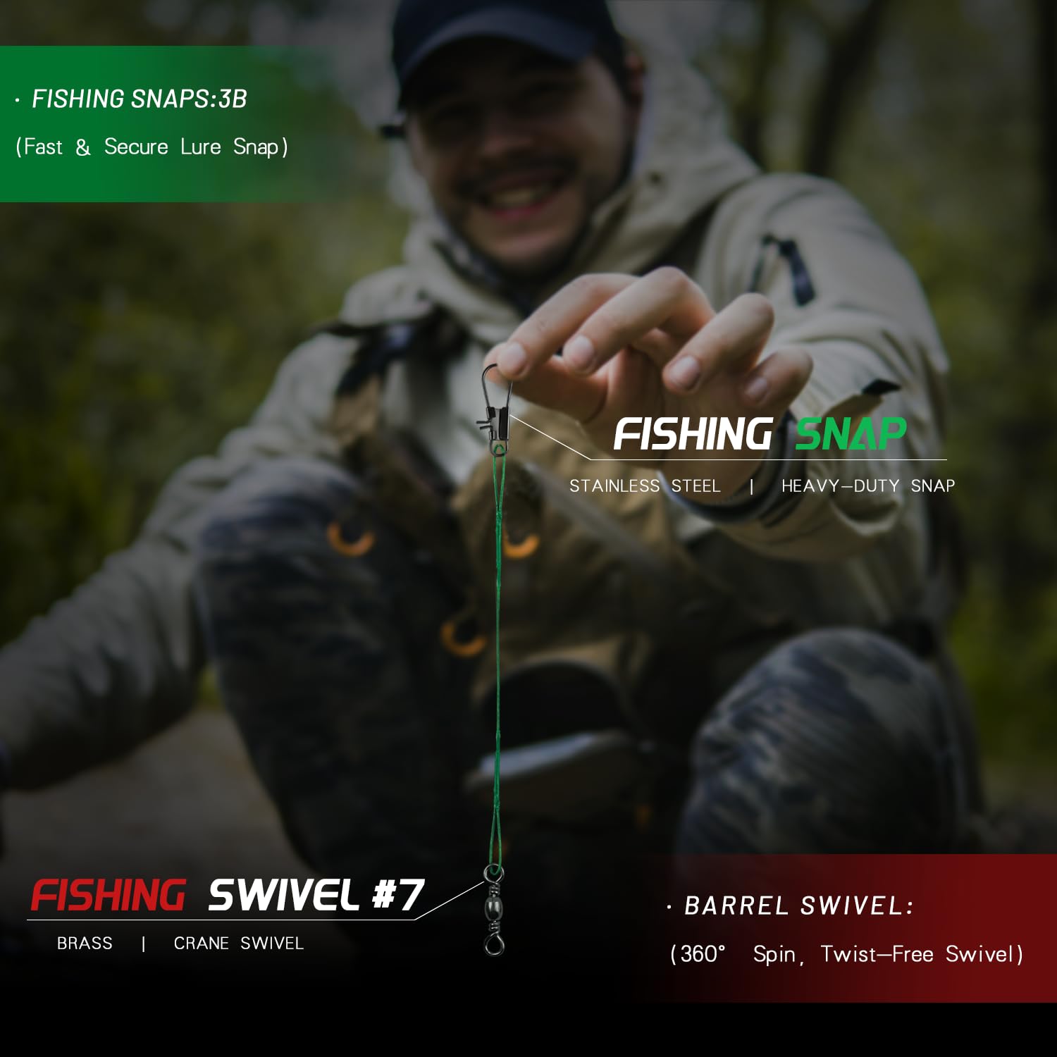 Narcissus wire leaders in 9-inch size with swivels and snaps