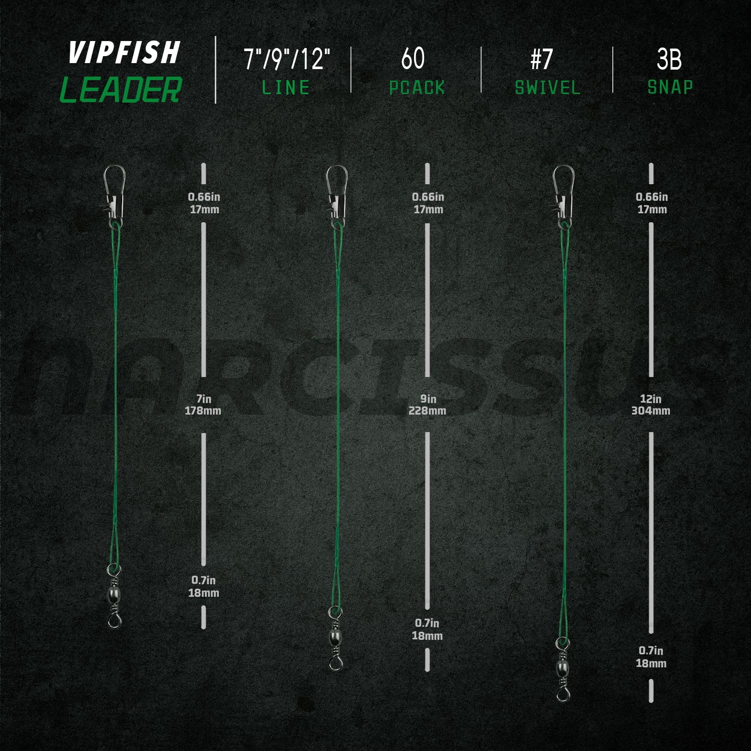 Close-up of swivels and quick snaps on Narcissus fishing leaders
