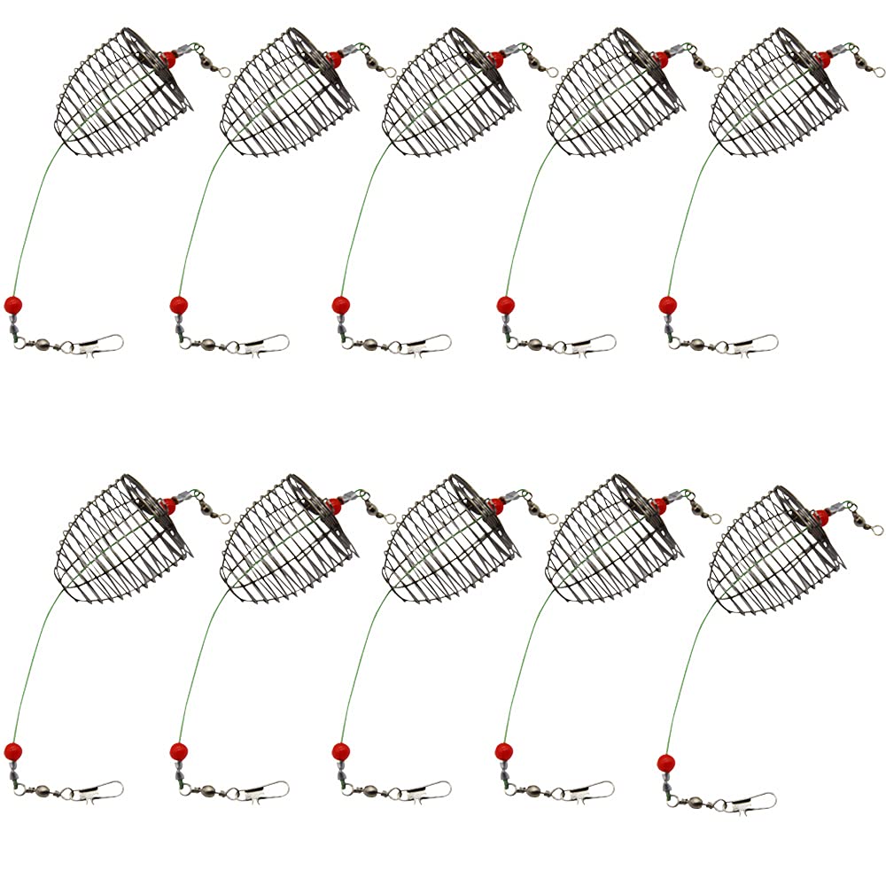 Close-up of NA 10PCS carp fishing bait trap cage in stainless steel, 3.5 cm diameter