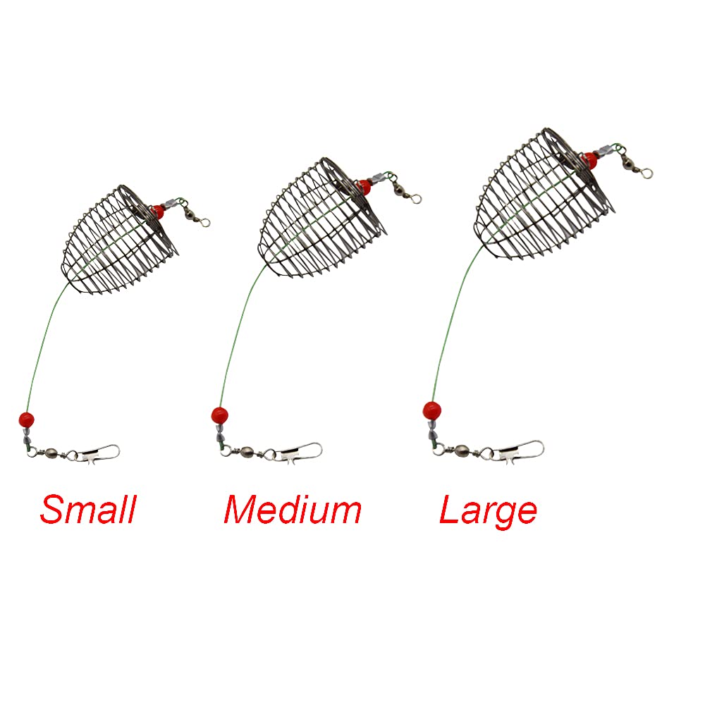 Close-up of NA 10PCS carp bait trap cage in stainless steel, 4.0 cm diameter