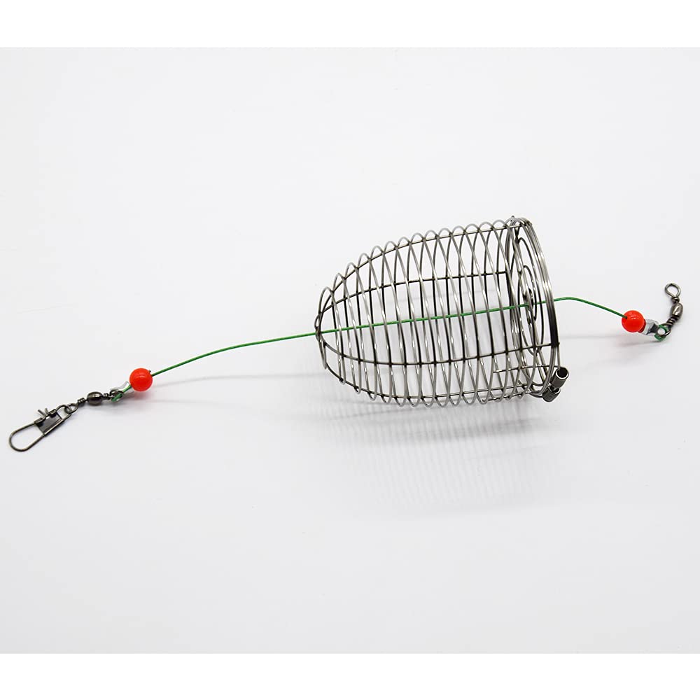 Stainless steel bait trap cage with spring-loaded lid and bottom springs
