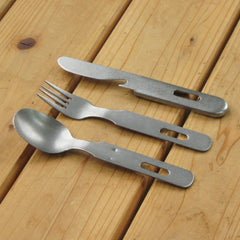 Nagao camping cutlery fork showing compact storage feature for easy packing