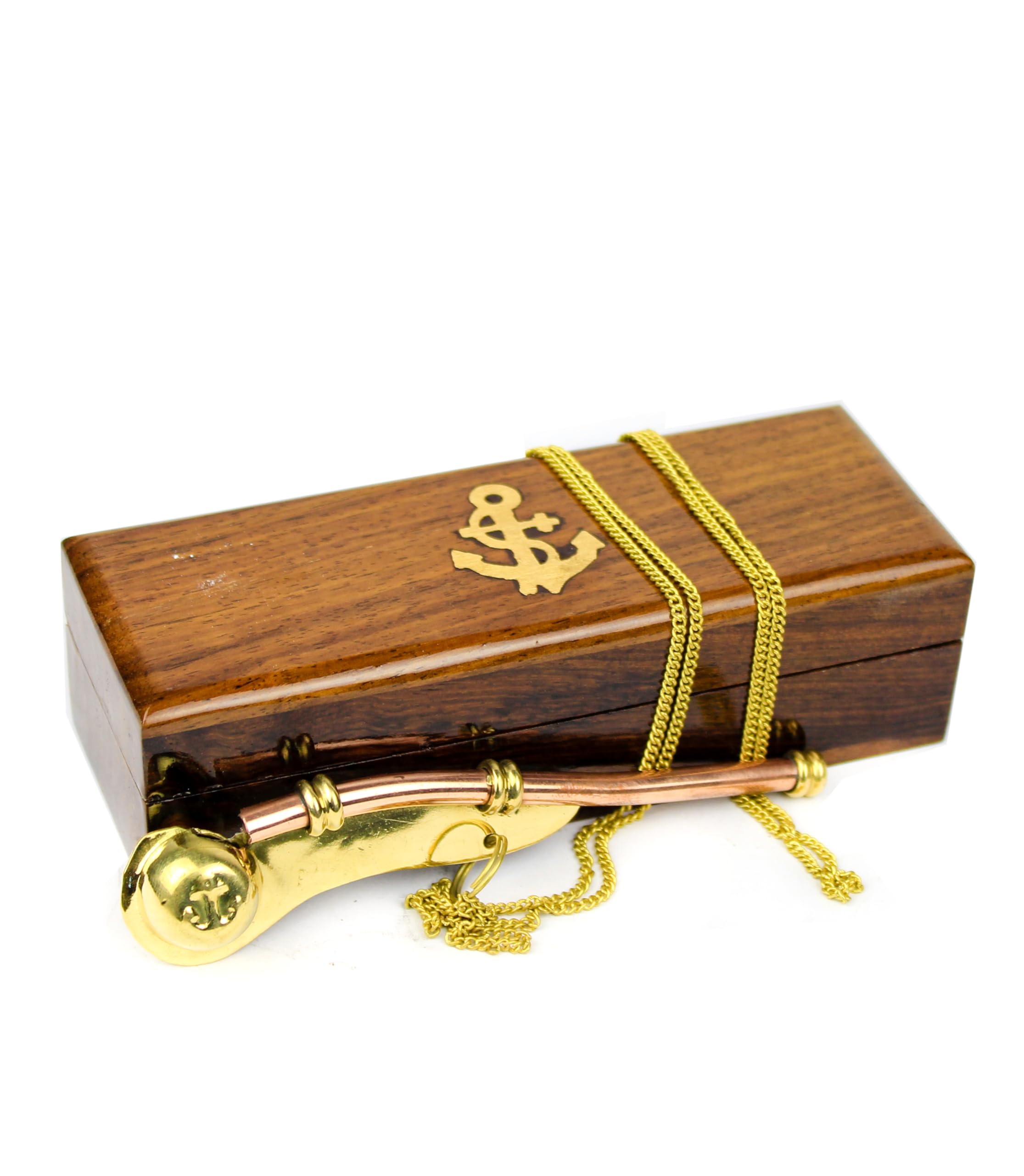 Nagina International brass bosun's pipe whistle for nautical decor and authentic sound