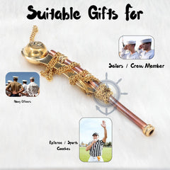 Nagina International brass whistle chain adds authentic, ready-to-hang display.
