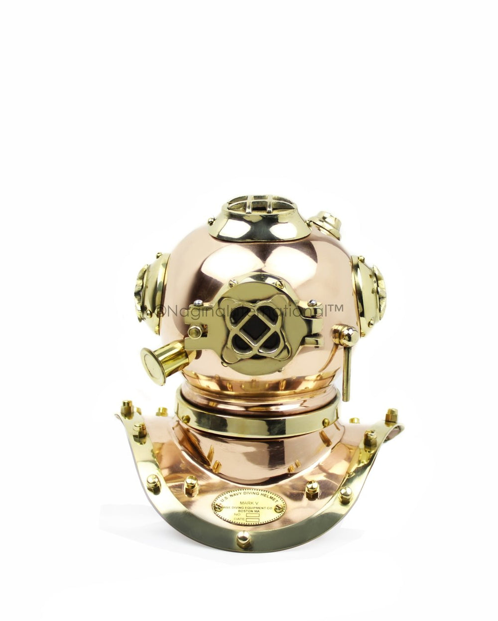 Nagina International copper brass diving helmet 9in on display, adding vintage maritime charm