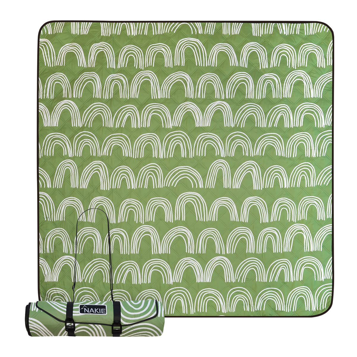 Nakie picnic blanket laid flat for a family picnic, waterproof and easy-care.