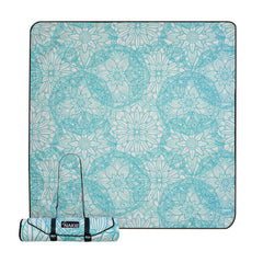 Nakie Picnic Blanket Floating Lotus pattern fully opened for a spacious family picnic.