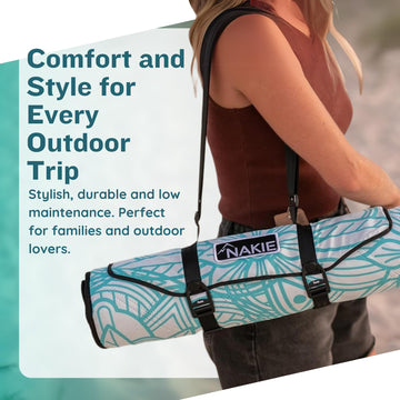 Nakie Picnic Blanket folded for compact easy storage and transport.