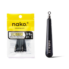 Nako 3/8 oz round-eye tungsten-free rig weight for drop-shot rigs; eco-friendly and durable.