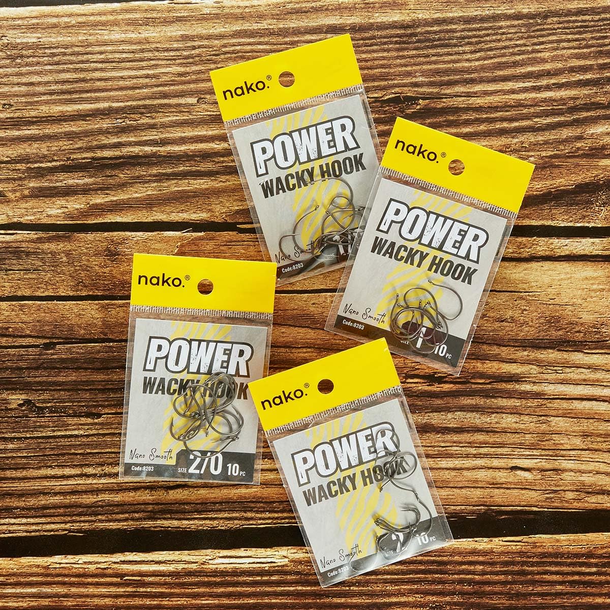 Nako Power Wacky Hook 8203 wide gap angled shot for easier wacky rigs.