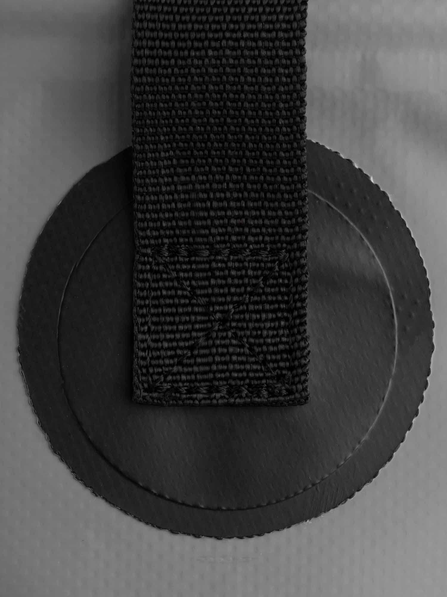 Mesh bag front showing name tape for ID