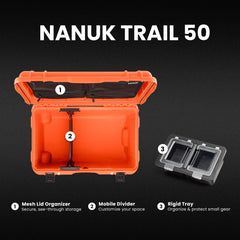 NANUK Trail 50 interior tray-divider keeps bulky items organized