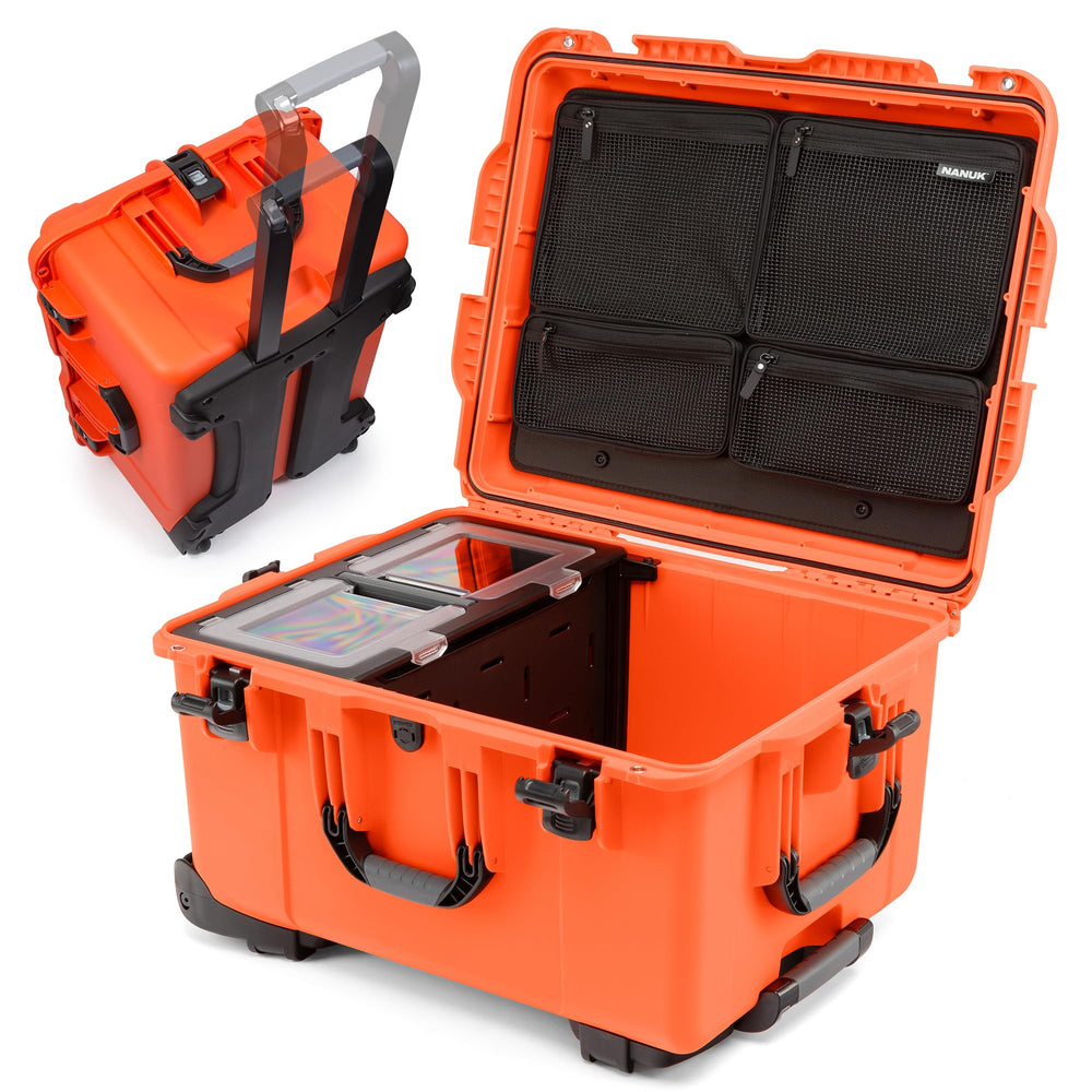 Exterior view of NANUK Trail 80 in orange with rugged corners