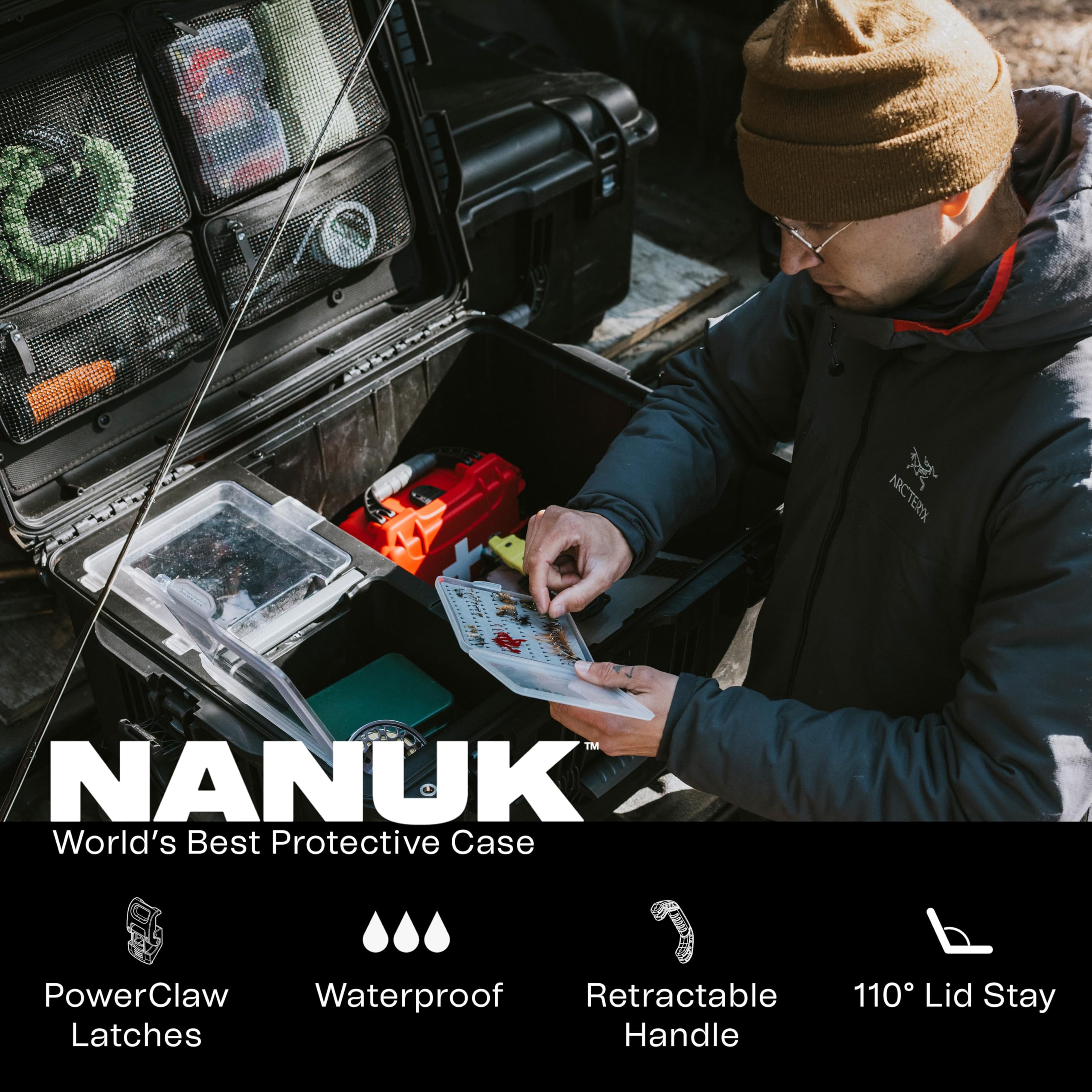 NANUK Trail 80 modular interior adapts to tackle, cooking gear, or first aid.