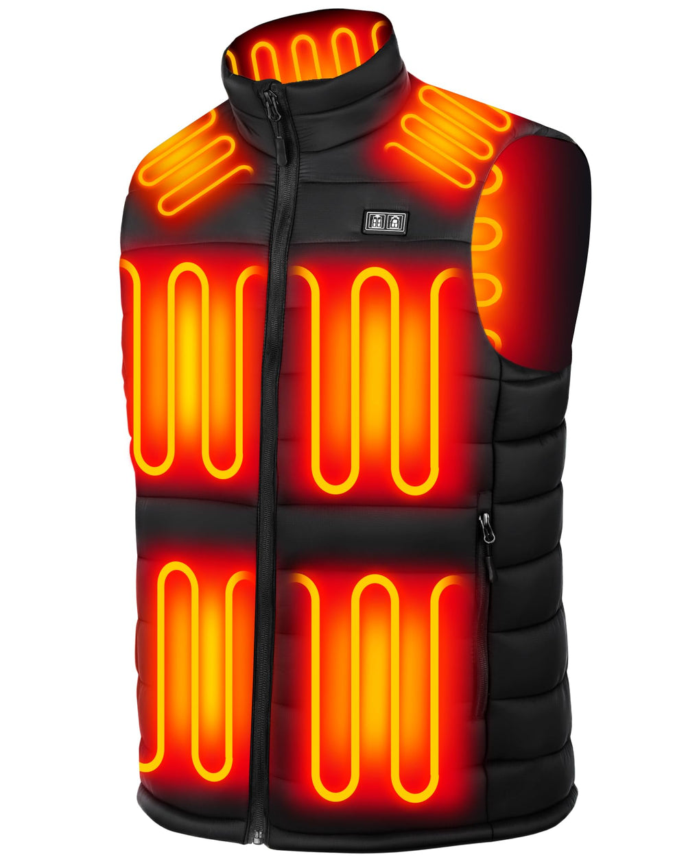 NAPALOOK heated vest chest and back heat zones for customizable outdoor warmth.