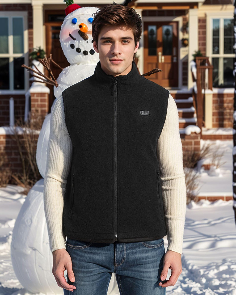 NAPALOOK heated vest side pocket detail offers practical warmth on the go.