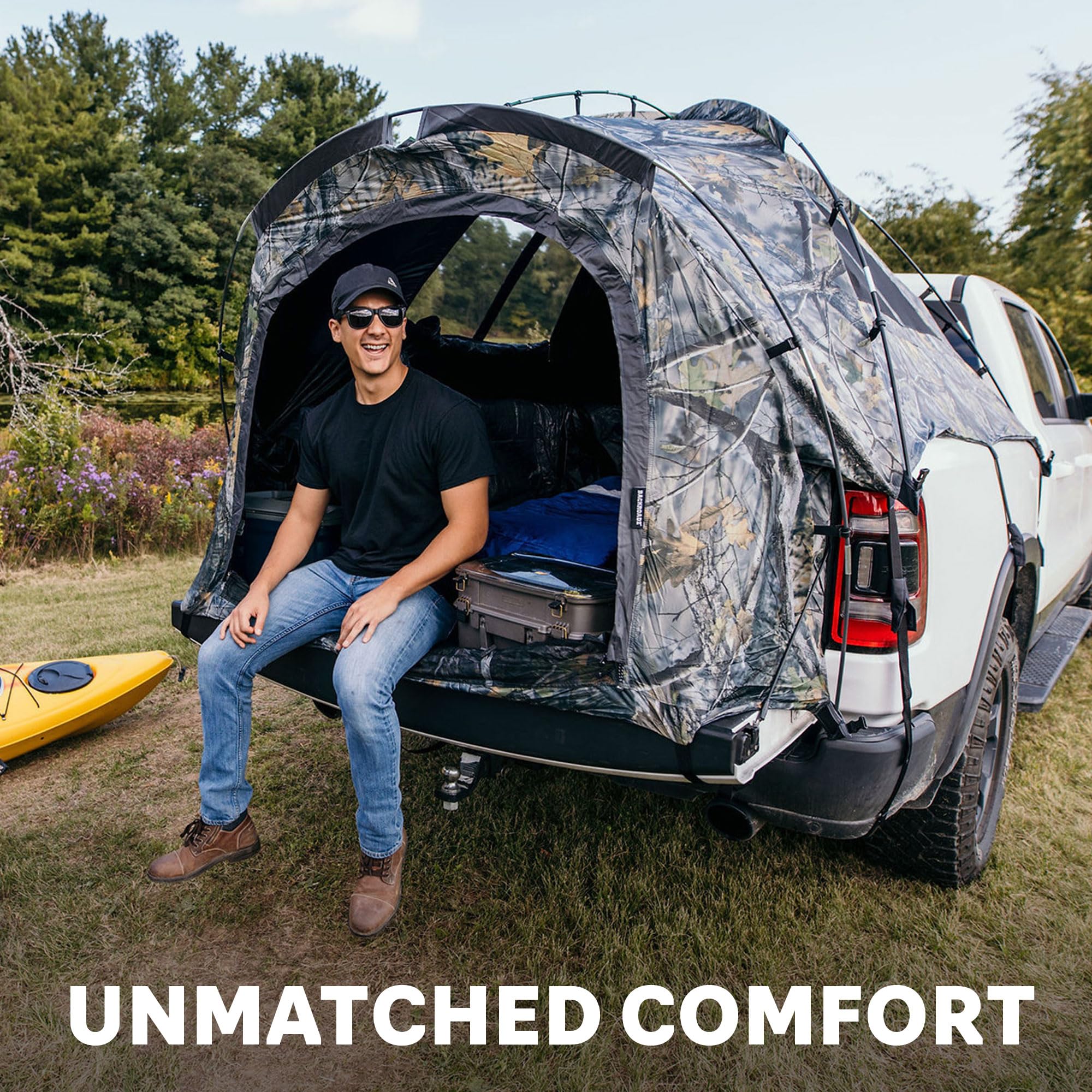Napier Backroadz camo truck tent with 9 adjustable straps for secure fit