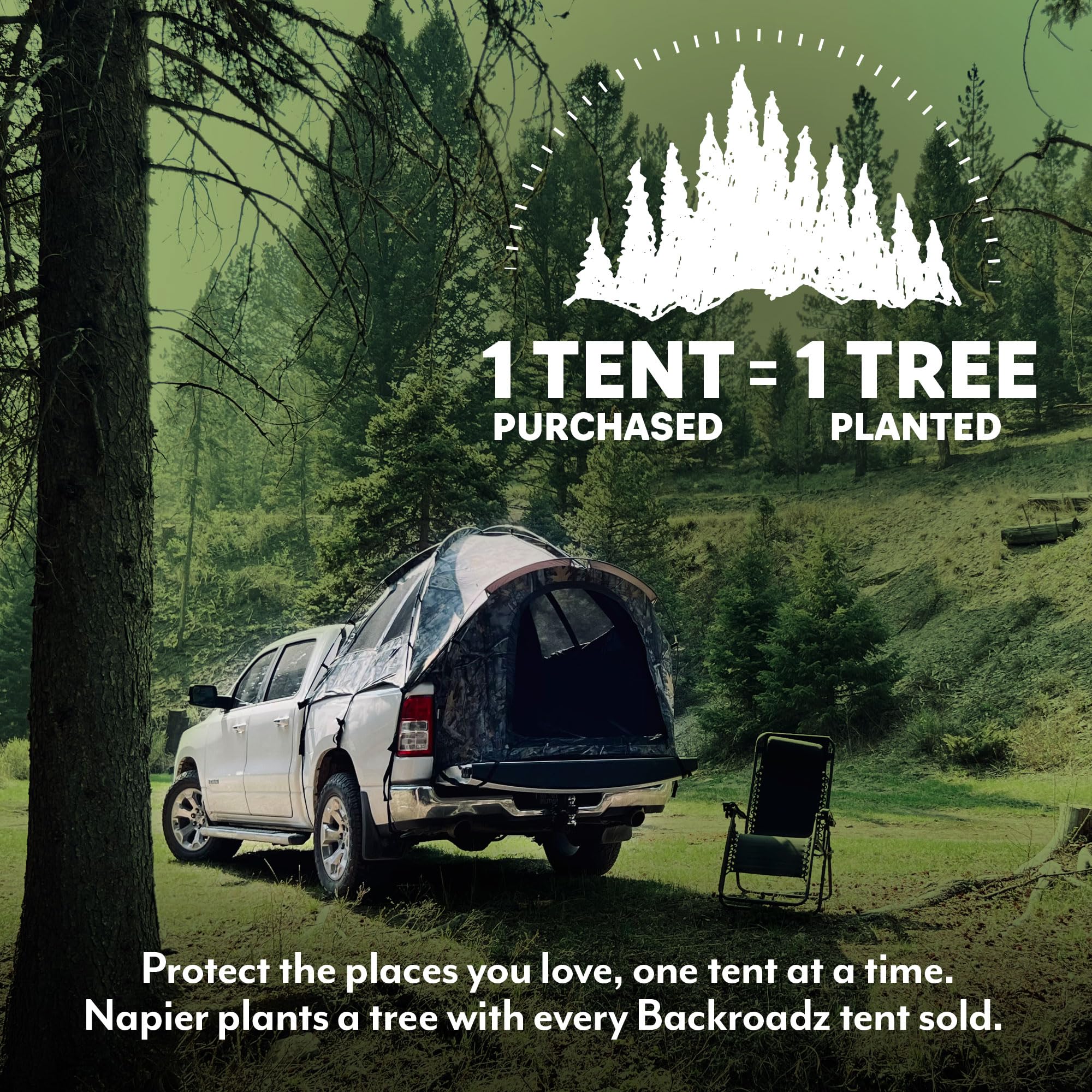 Napier Backroadz camo truck tent large windows and ceiling vent provide airflow