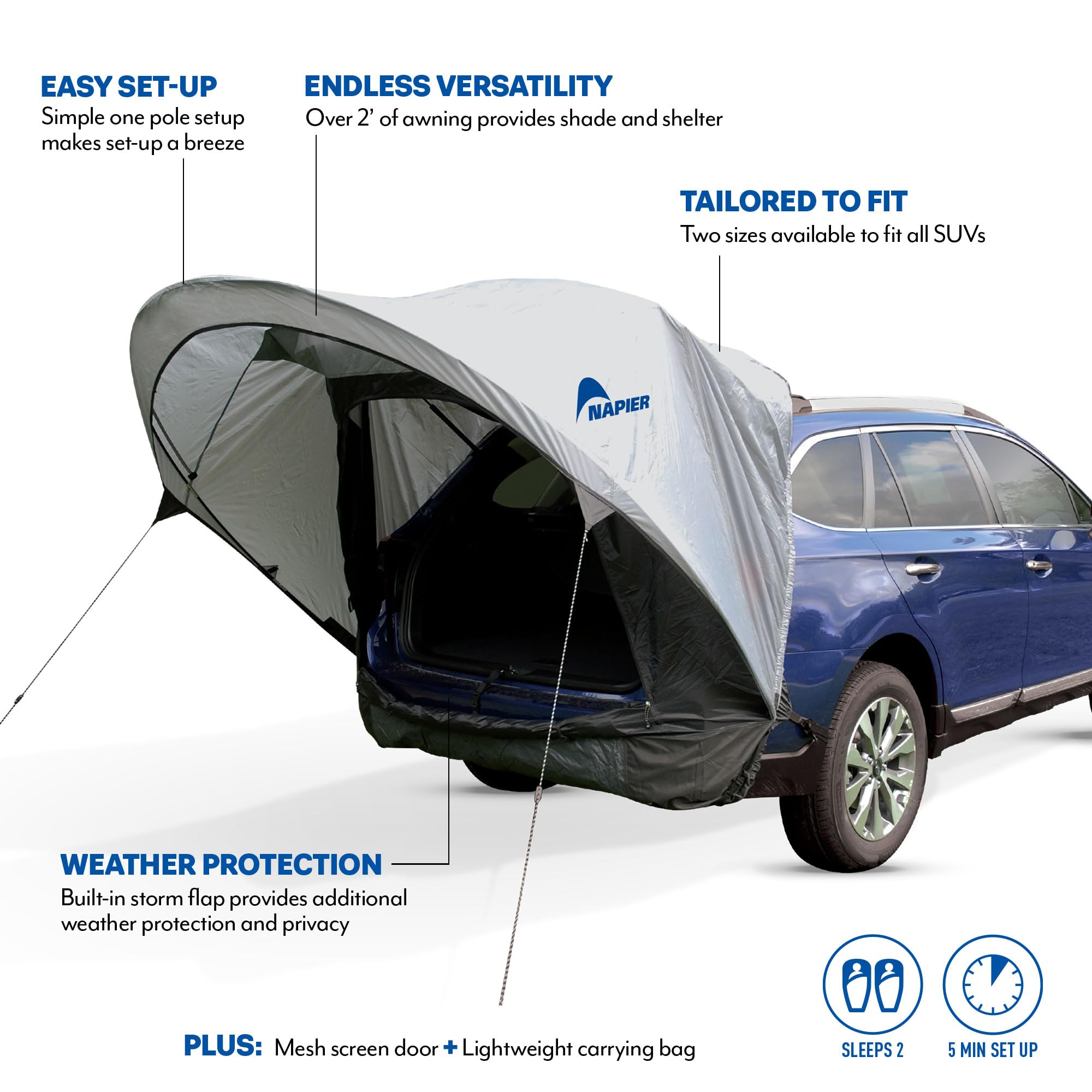 Napier Sportz Cove carrying bag included for compact storage and transport.