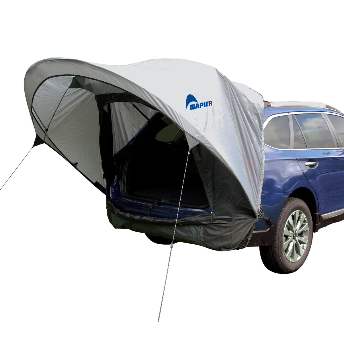 Napier Sportz Cove hatch shade extending over the hatch for sun protection during camping.