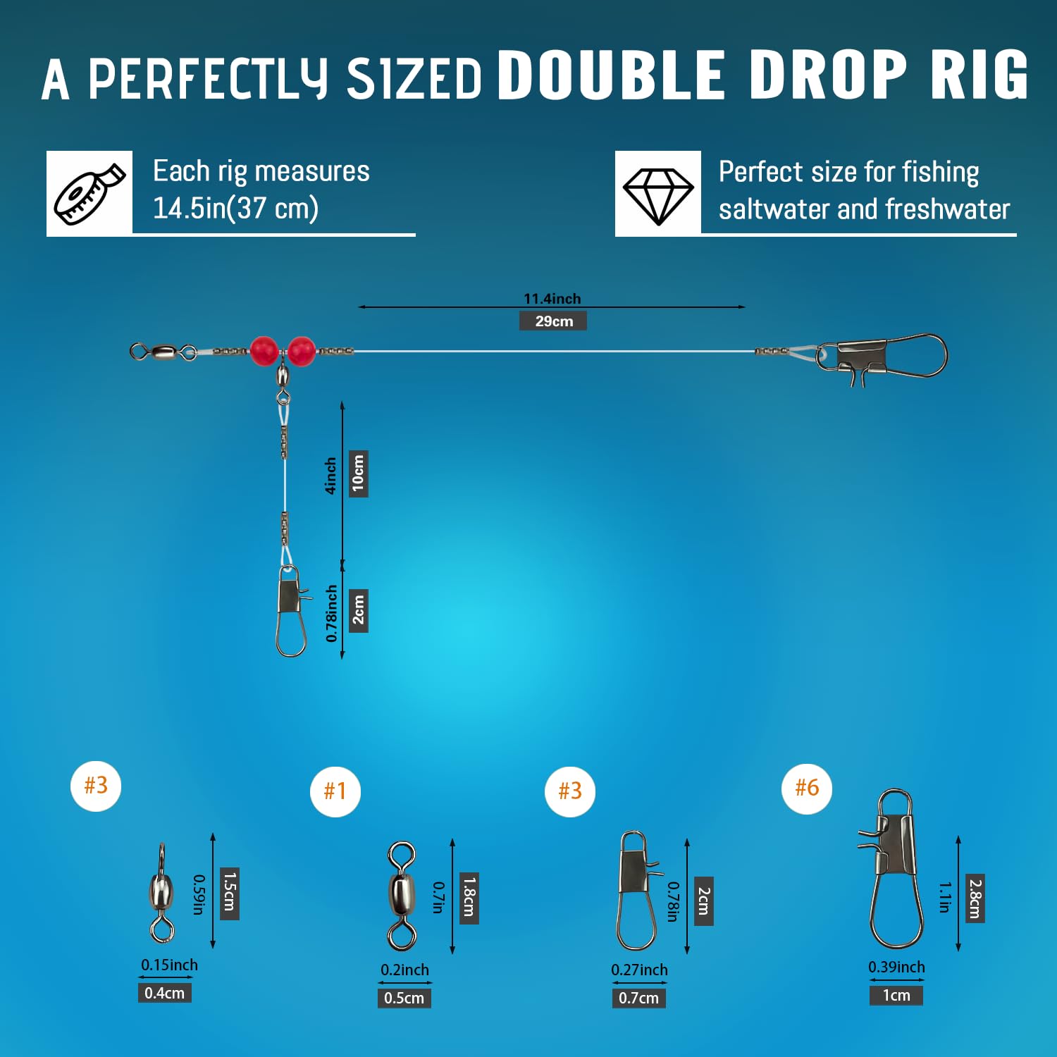 Pre-tied Narcissus rig ready for surf, pier, and boat fishing