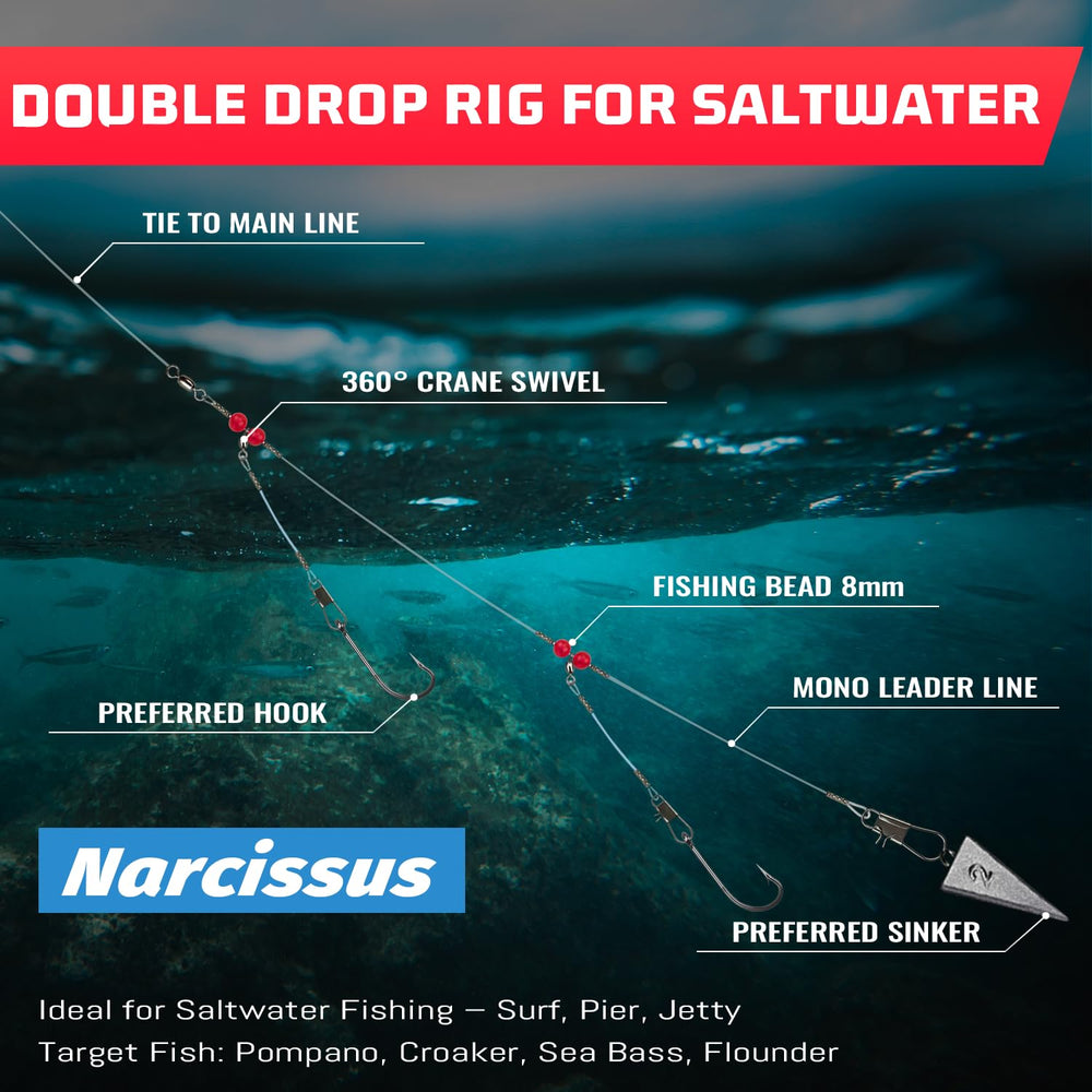 Narcissus saltwater-rig-target-species attracts snapper, bass, mackerel, and catfish more consistently.