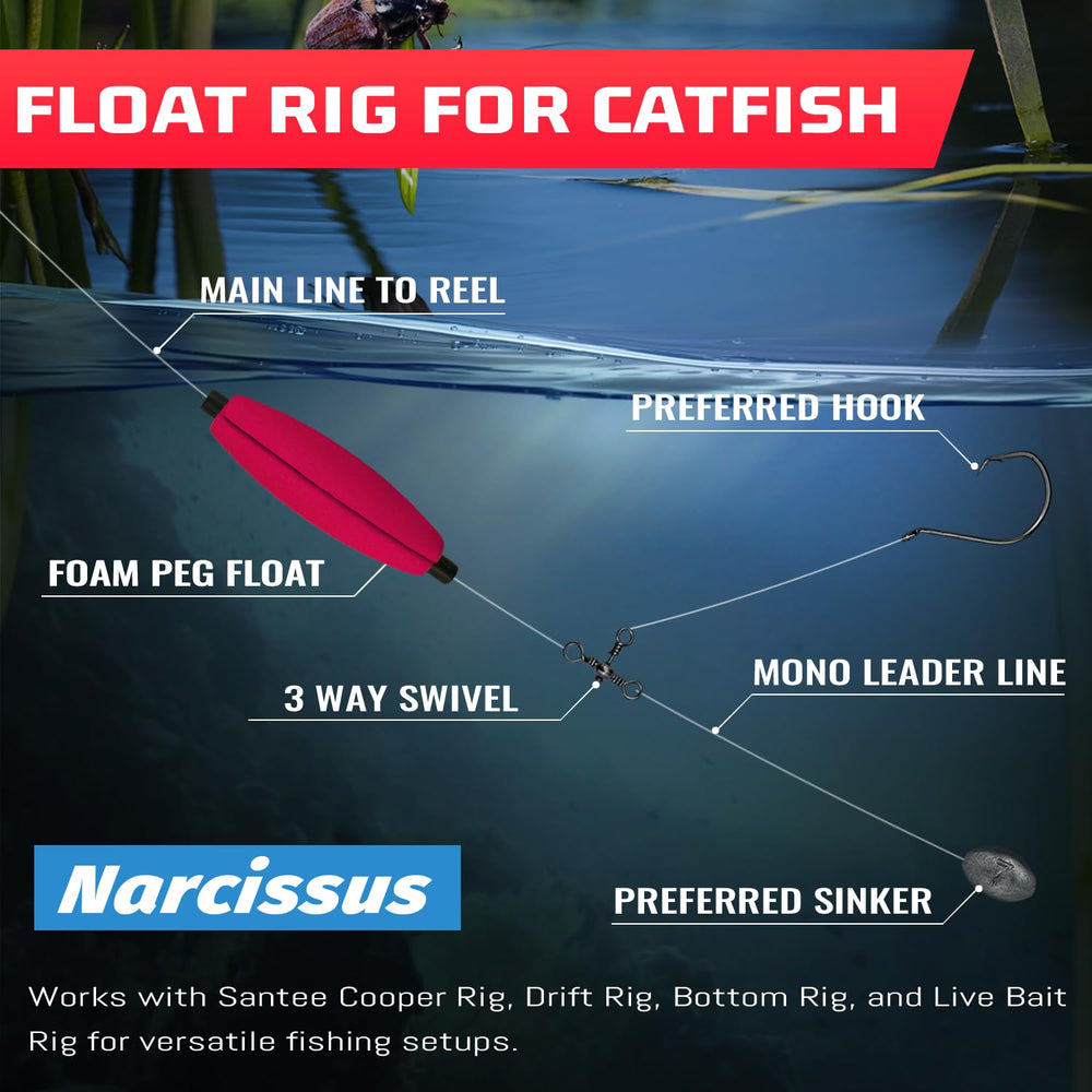 Narcissus slotted peg float 3 inch red variant