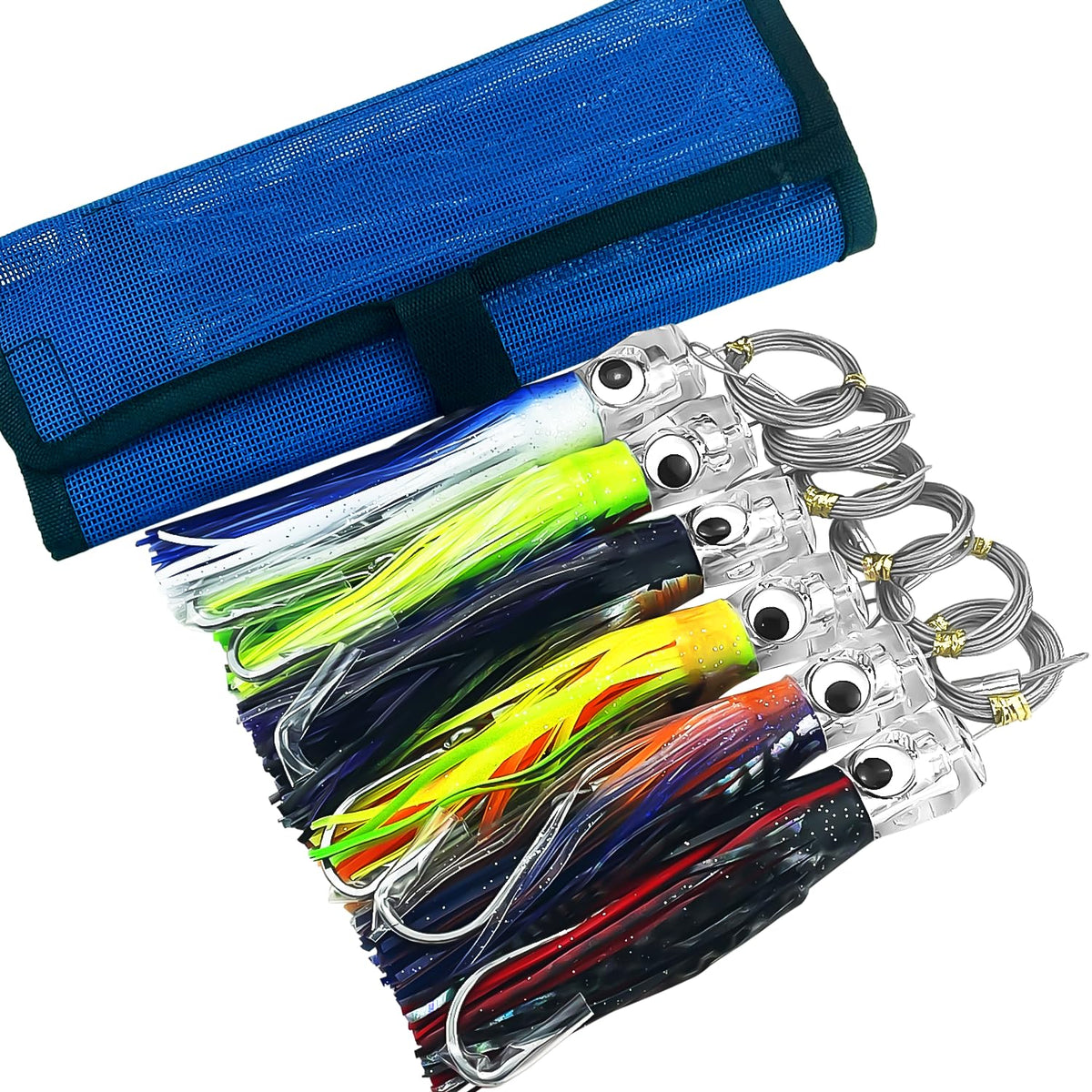 Narcissus trolling-lures-kit-6pack in bright colors attracts pelagic fish