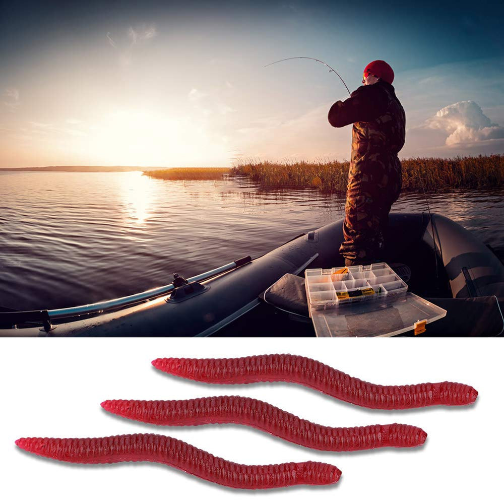 Naroote red rubber bait adds visibility for deeper water or murky conditions.