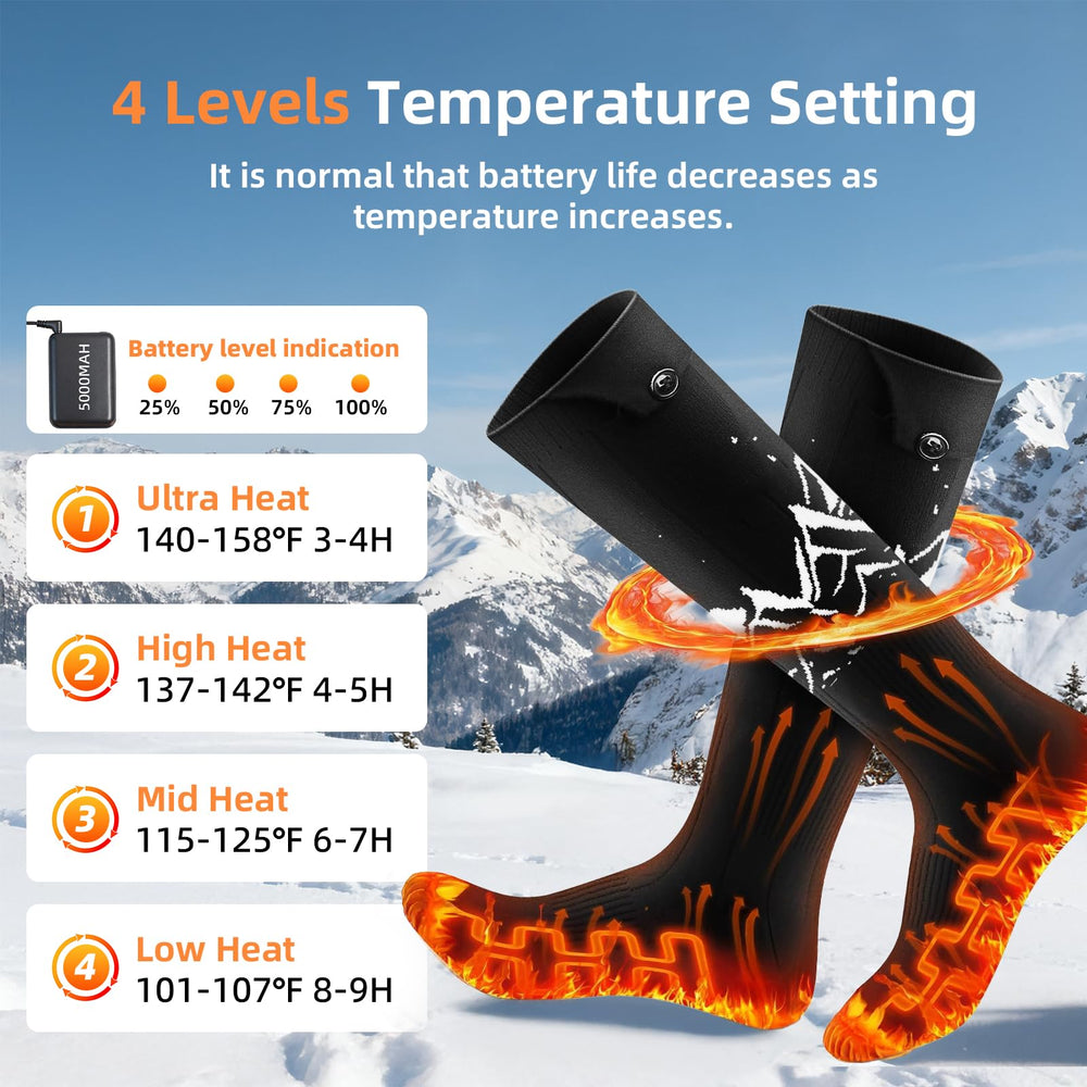 NASOLZIK heated socks battery-life view helps manage all-day warmth