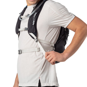 Nathan Crossover 15L hydration pack back-panel shows breathable comfort for extended use.