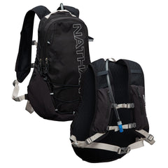 Nathan Crossover 15L hydration pack left side highlights storage pockets for essentials.