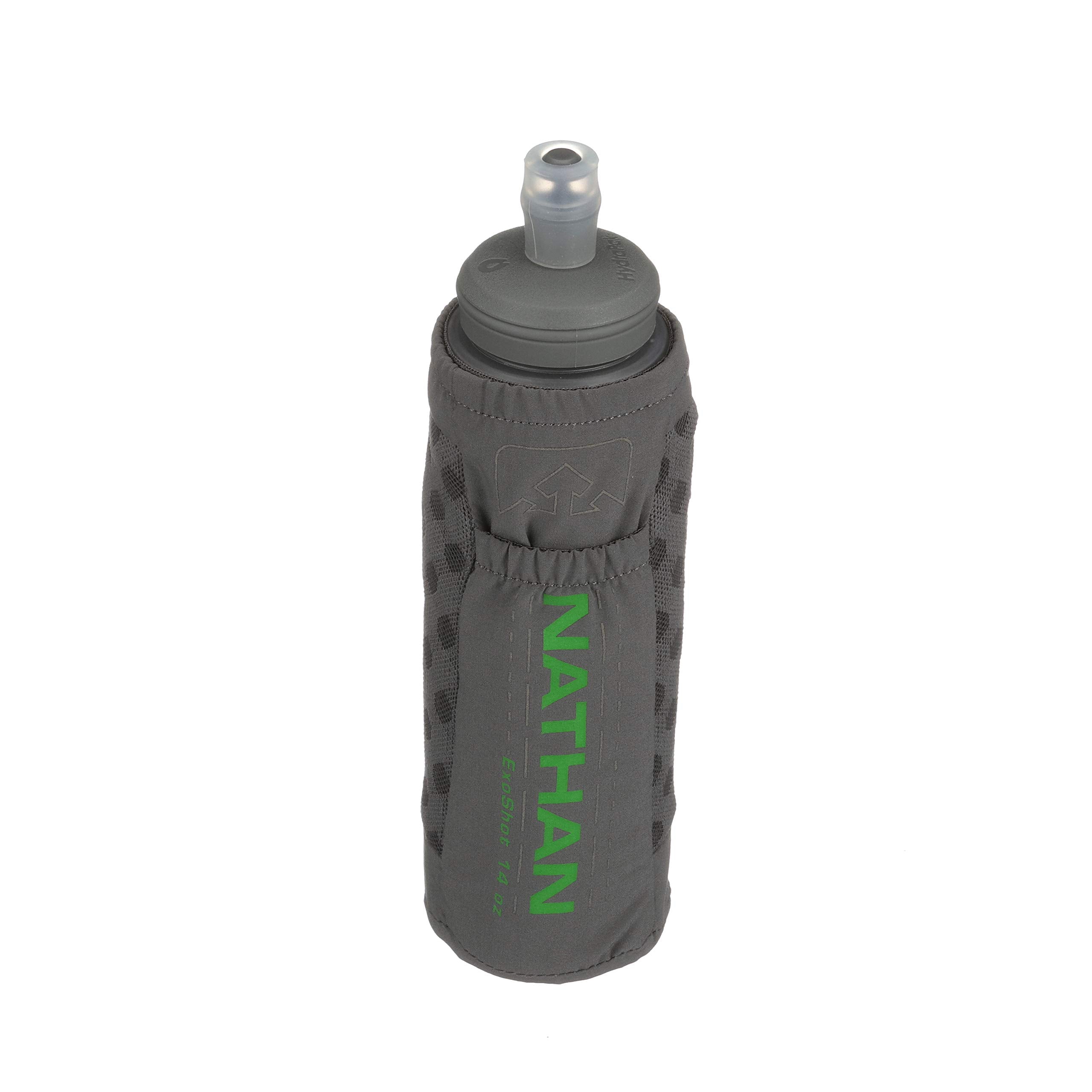 Nathan ExoDraw & ExoShot 2.0 removable soft flask enables flexible hydration.