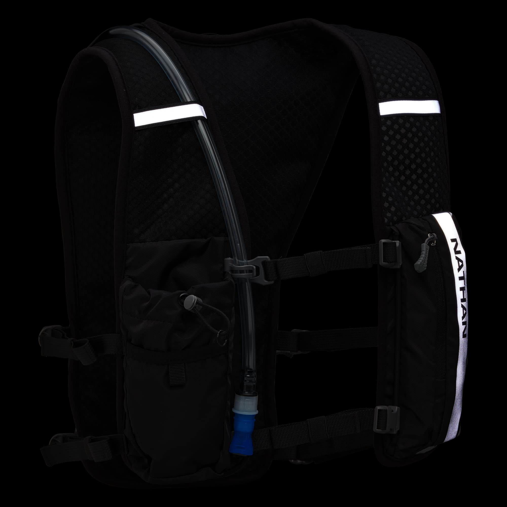 Nathan Hypernight front bottle pocket fits up to 22 oz bottles.