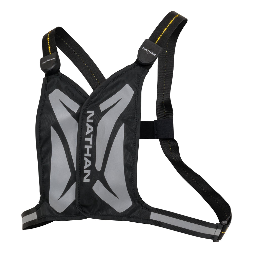 Nathan LED Running Vest with reflective webbing enhances visibility in low light