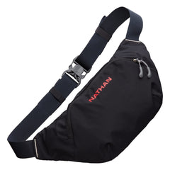 Nathan Limitless 2L front pocket holding a large smartphone during workout