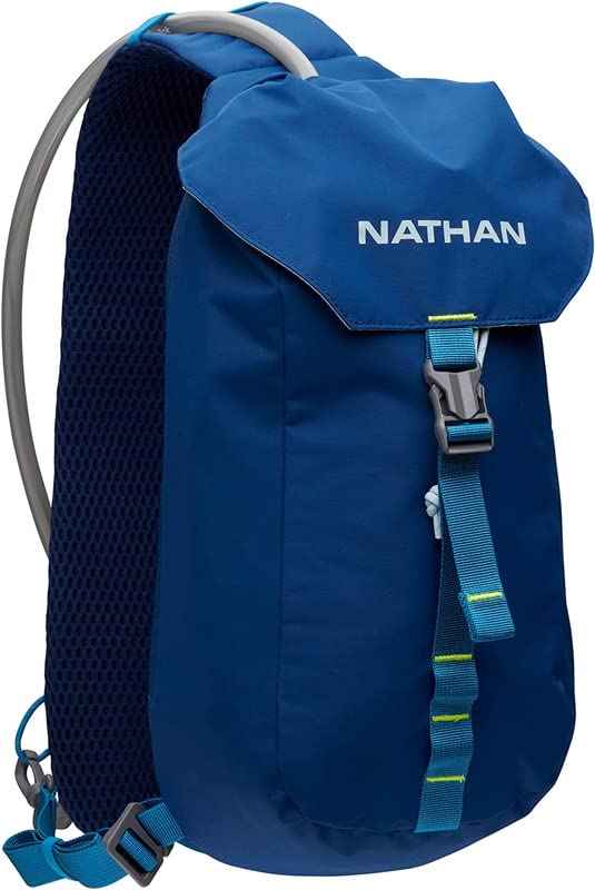 Nathan Limitless 6L right-shoulder wear highlights moisture-wicking comfort.