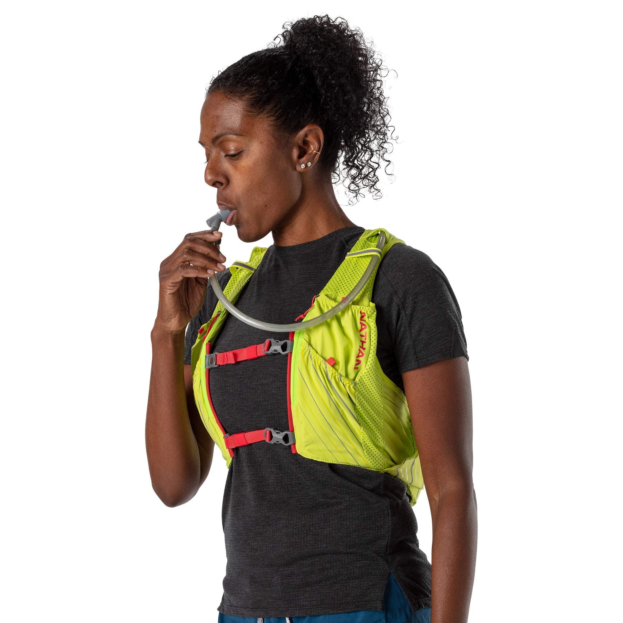 Nathan Pinnacle 12L hydration pack pocket layout for organized running essentials
