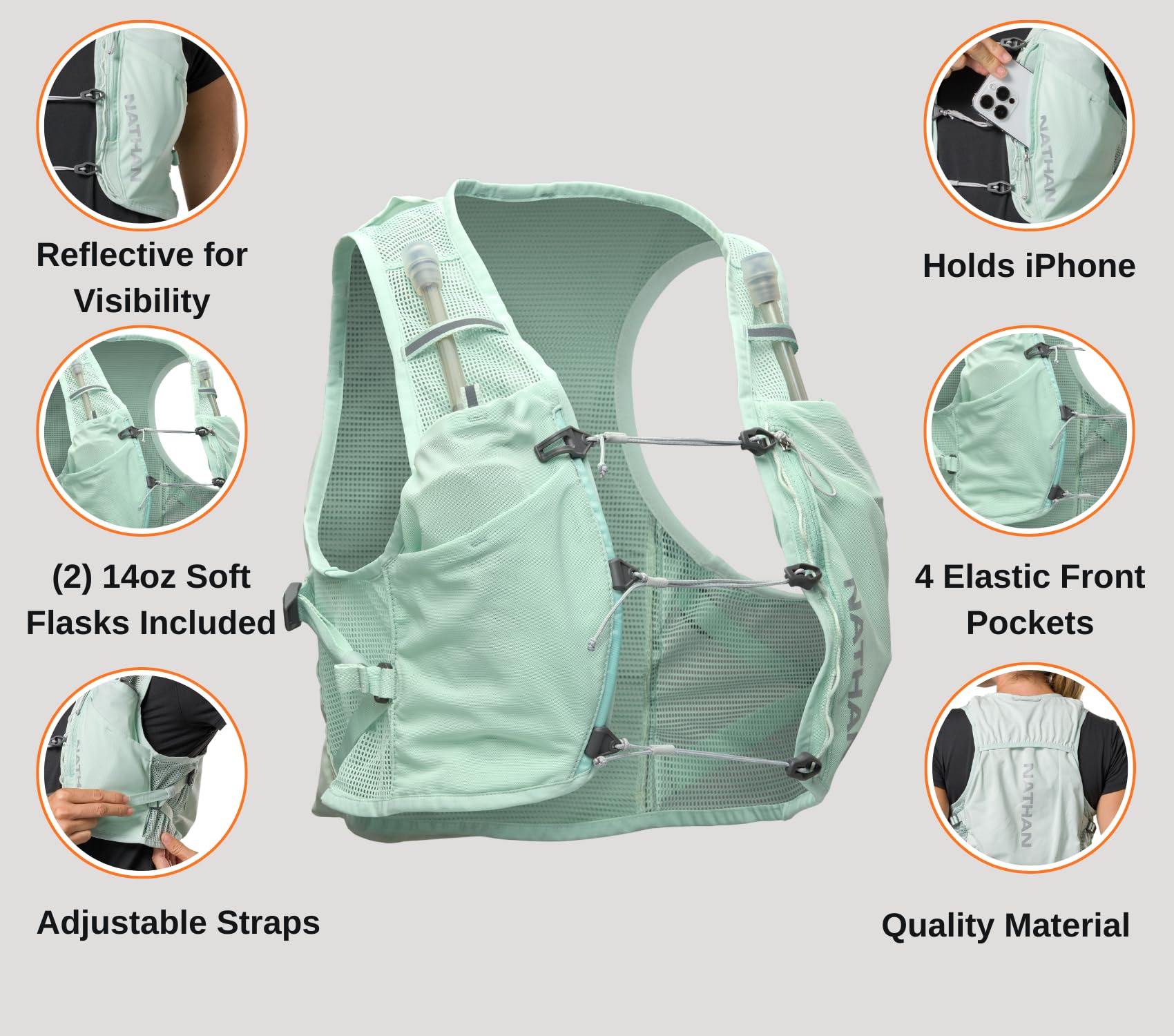 Nathan Pinnacle Breeze flasks 2x14oz enables easy on-the-go hydration