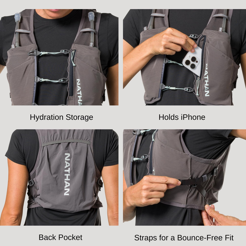 Nathan Pinnacle Breeze vest back pocket for water bladder storage.