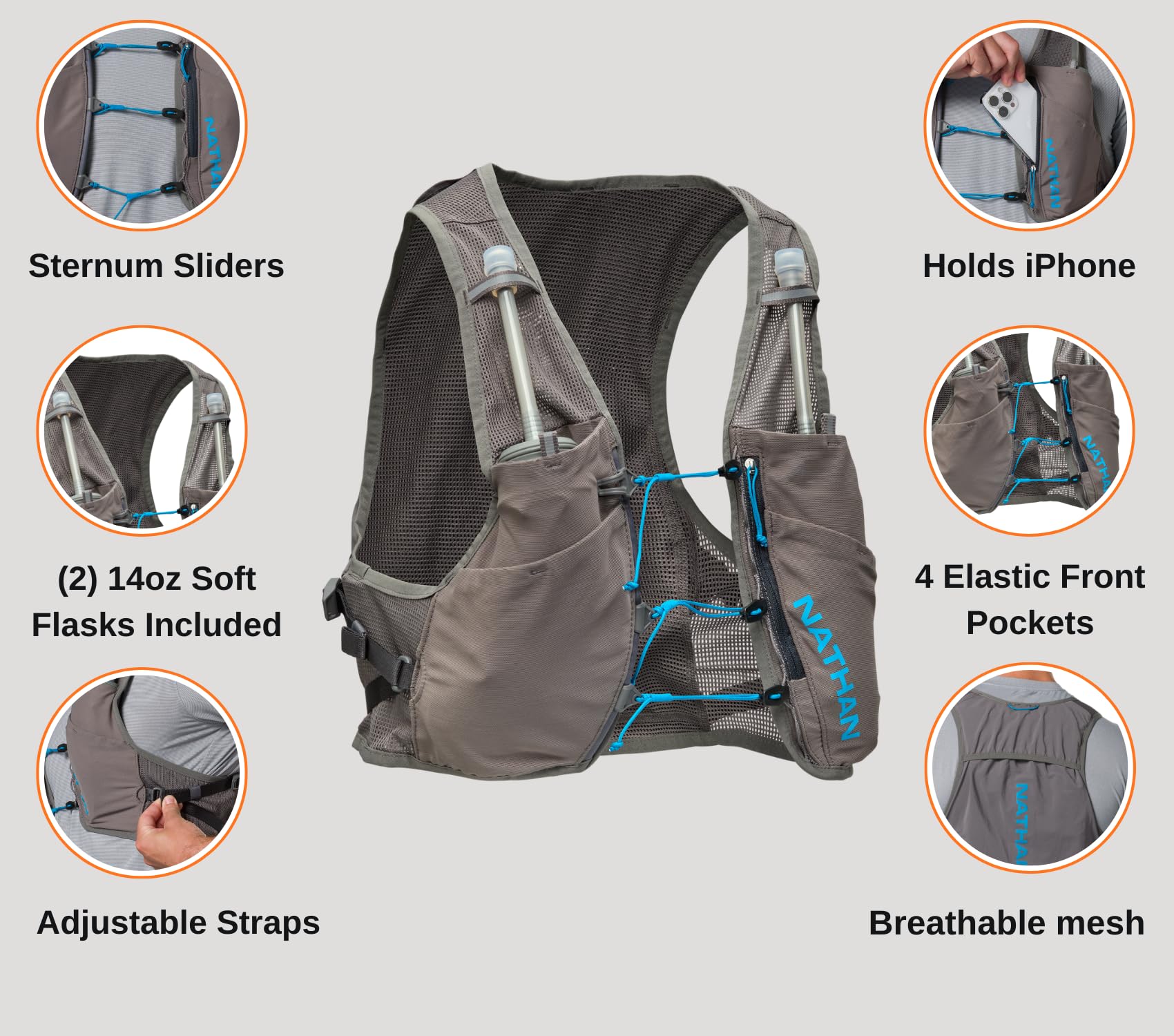 Reflective details on the Nathan Pinnacle Breeze vest enhance visibility
