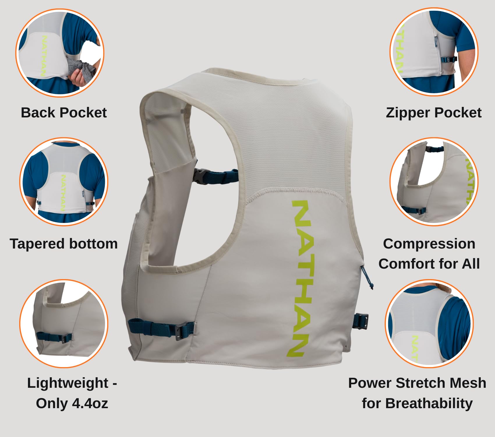 Nathan Pinnacle Featherlite bounce-free fit maintains stability during long runs