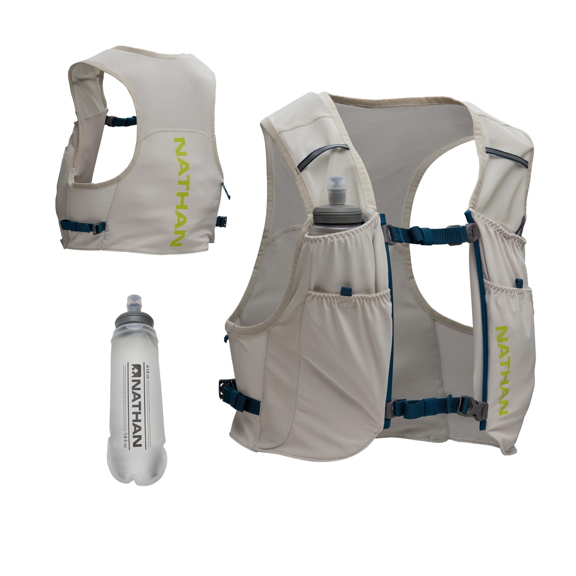 Nathan Pinnacle Featherlite vest front pockets for quick sip during runs