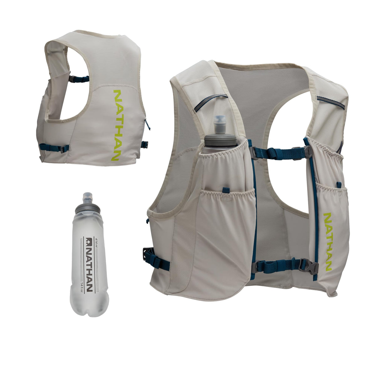 Nathan Pinnacle Featherlite vest front pockets for quick sip during runs