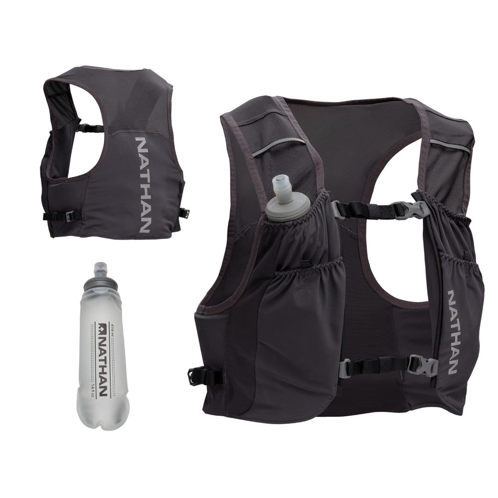Nathan Pinnacle FeatherLite vest front view highlights ultra-light comfort for road and trail runs.