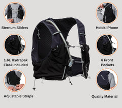 Nathan Pinnacle Pro 12L back pocket opening highlighting hydration capacity